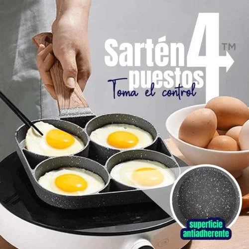 🍳✨ Sartén MultiChef 4 Puestos – Cocina Todo a la Vez y Sin Complicaciones
